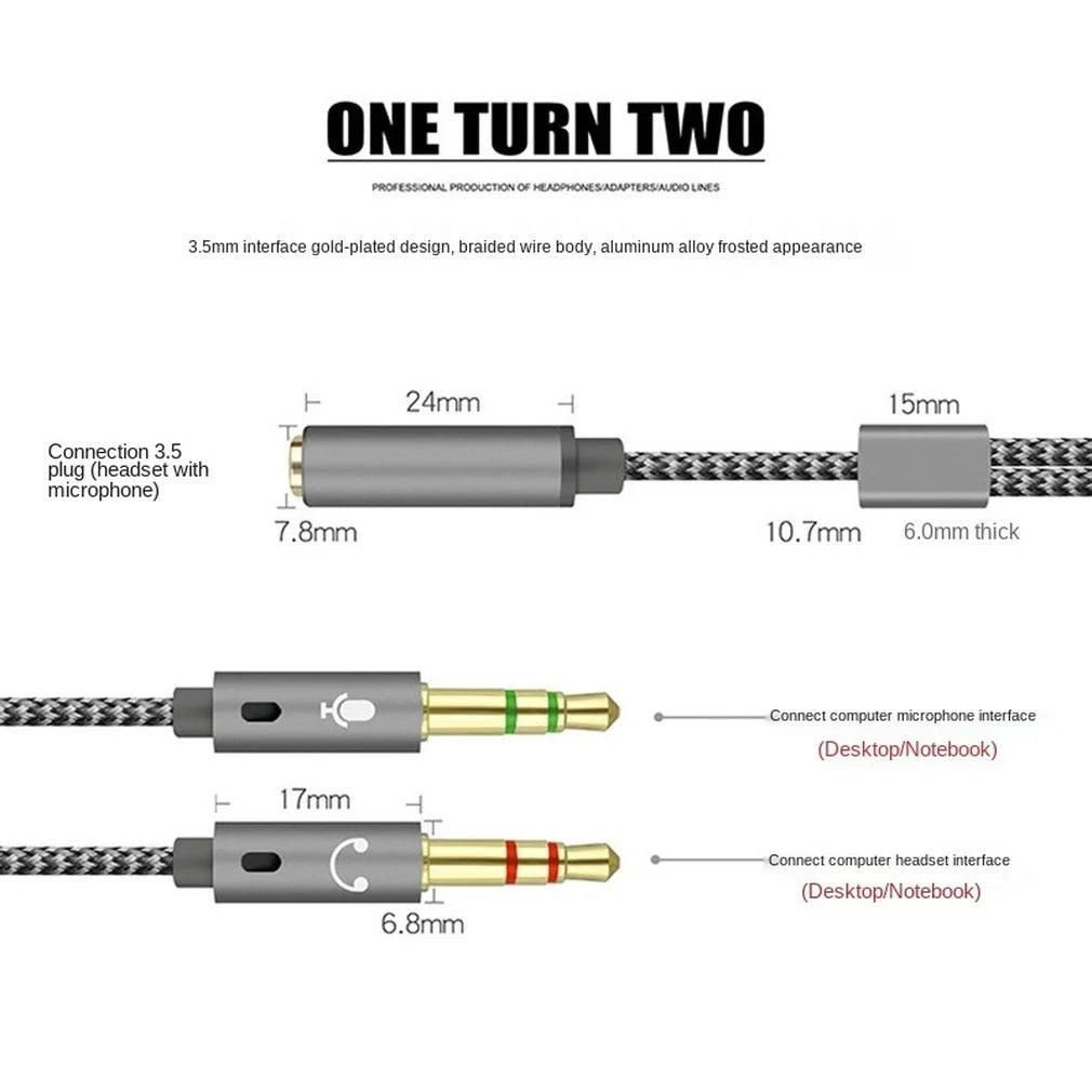 Headphone Microphone Splitter Cable