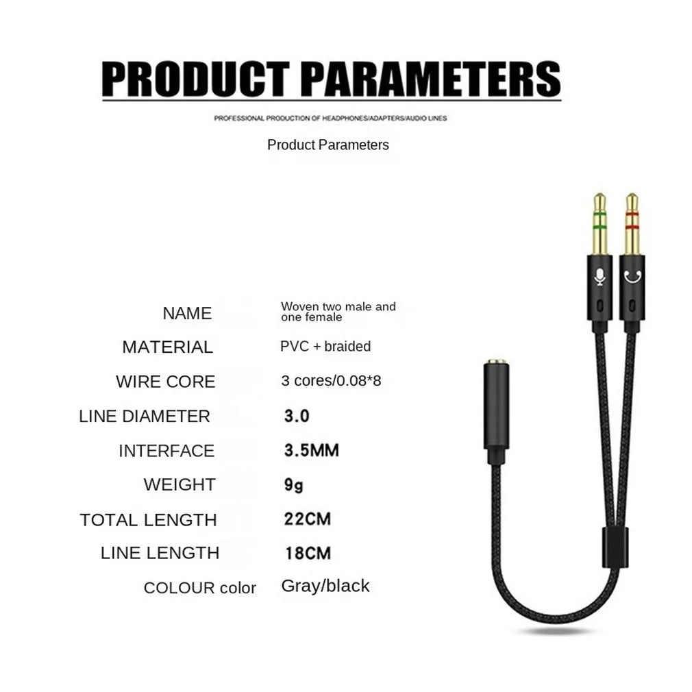 Headphone Microphone Splitter Cable