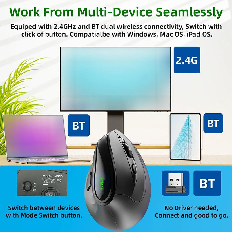 Ergonomic Vertical Wireless Mouse