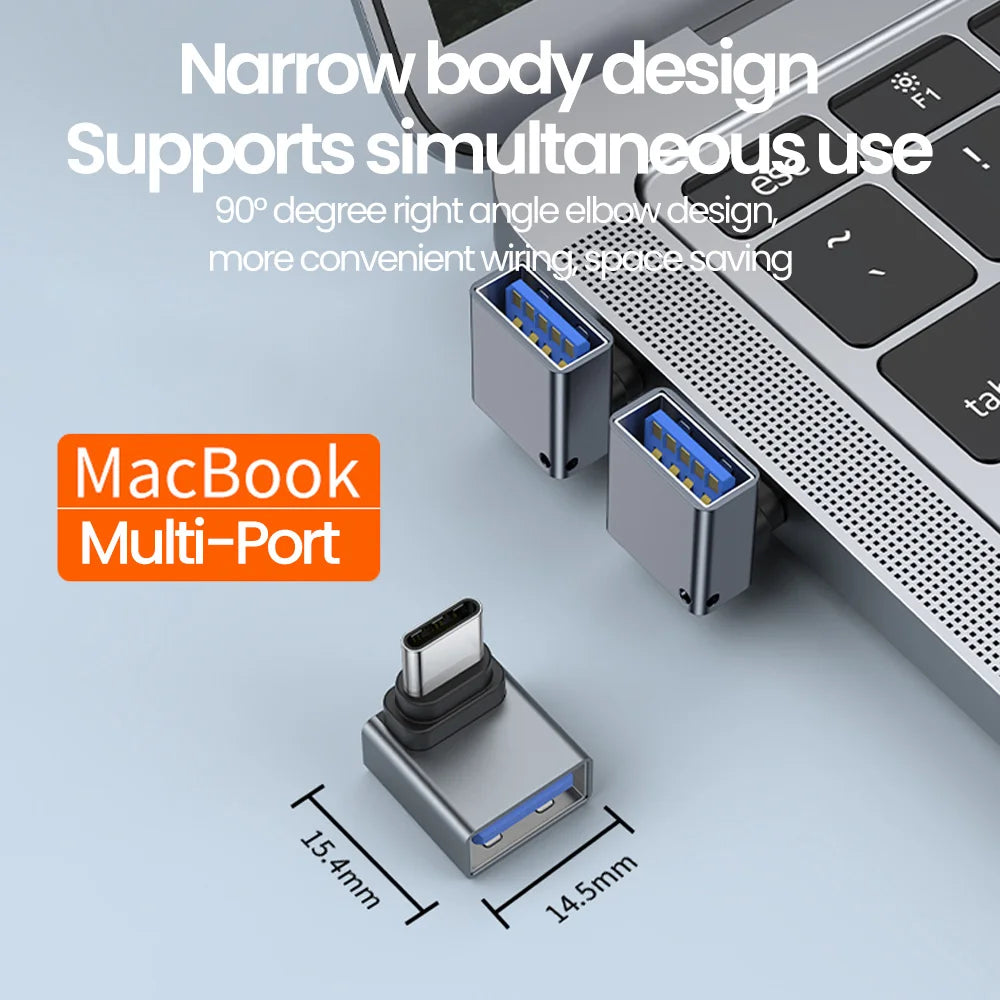 Right-Angle USB-C Female Adapter