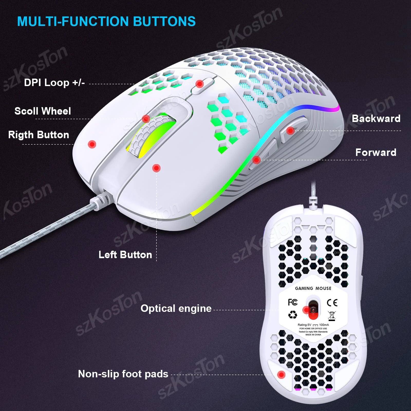Honeycomb RGB Gaming Mouse