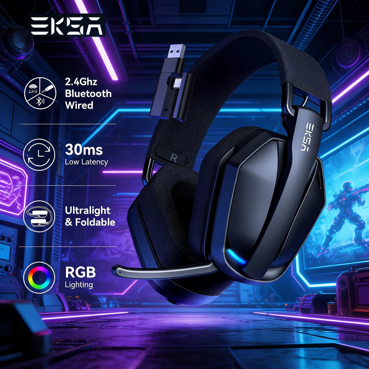 EKSA Wireless RGB Headset