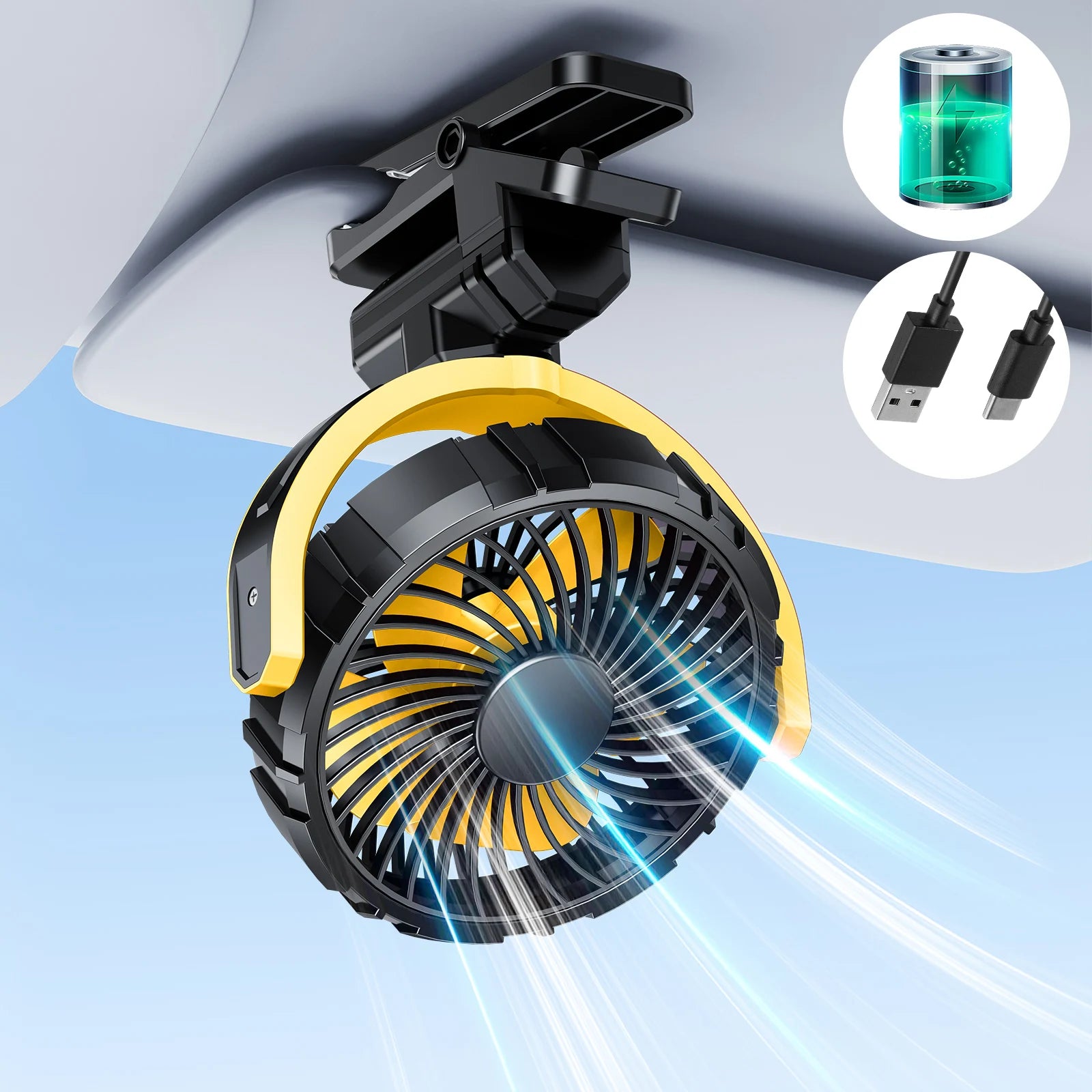 Rechargeable 900° Clip Fan