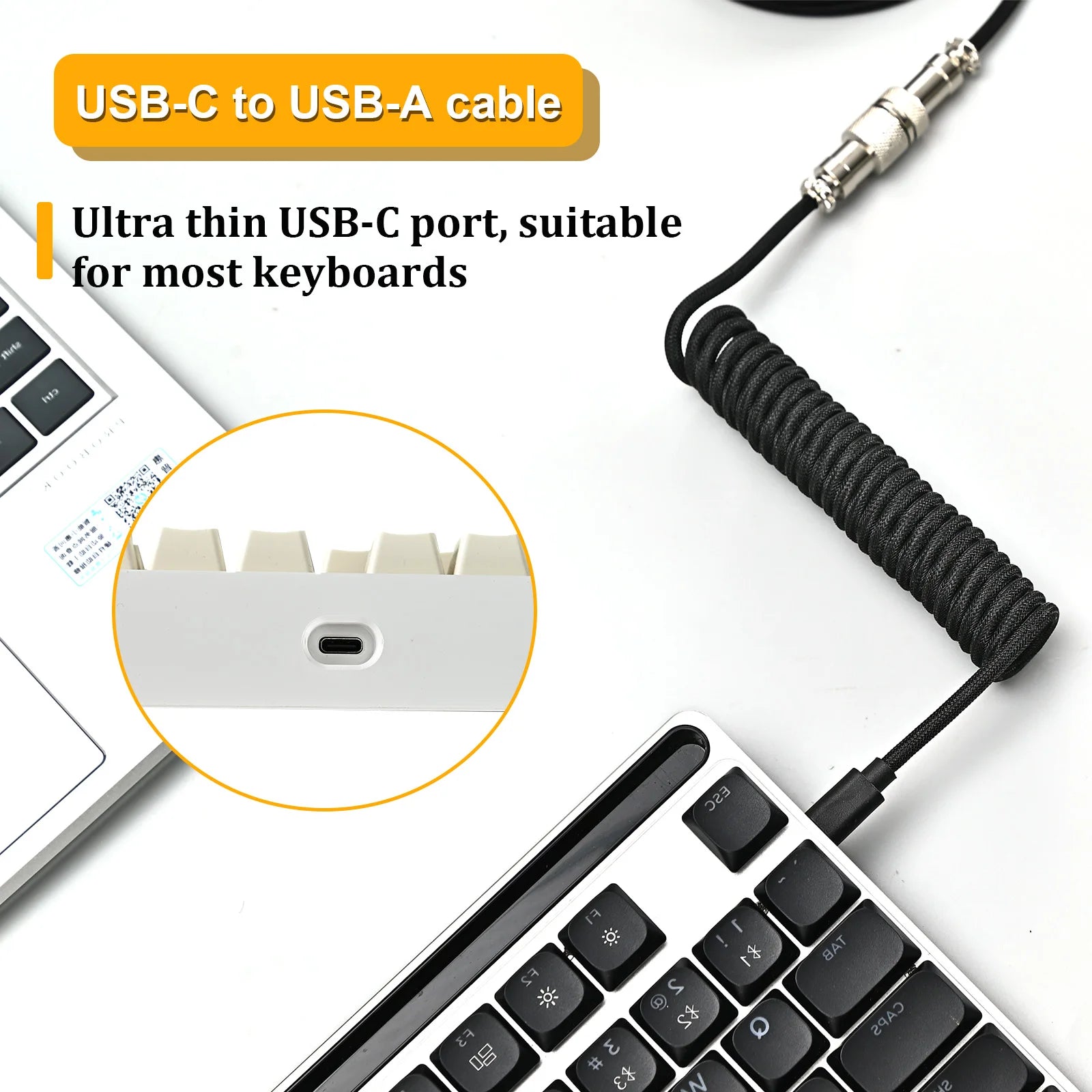 Coiled USB-C Keyboard Cable
