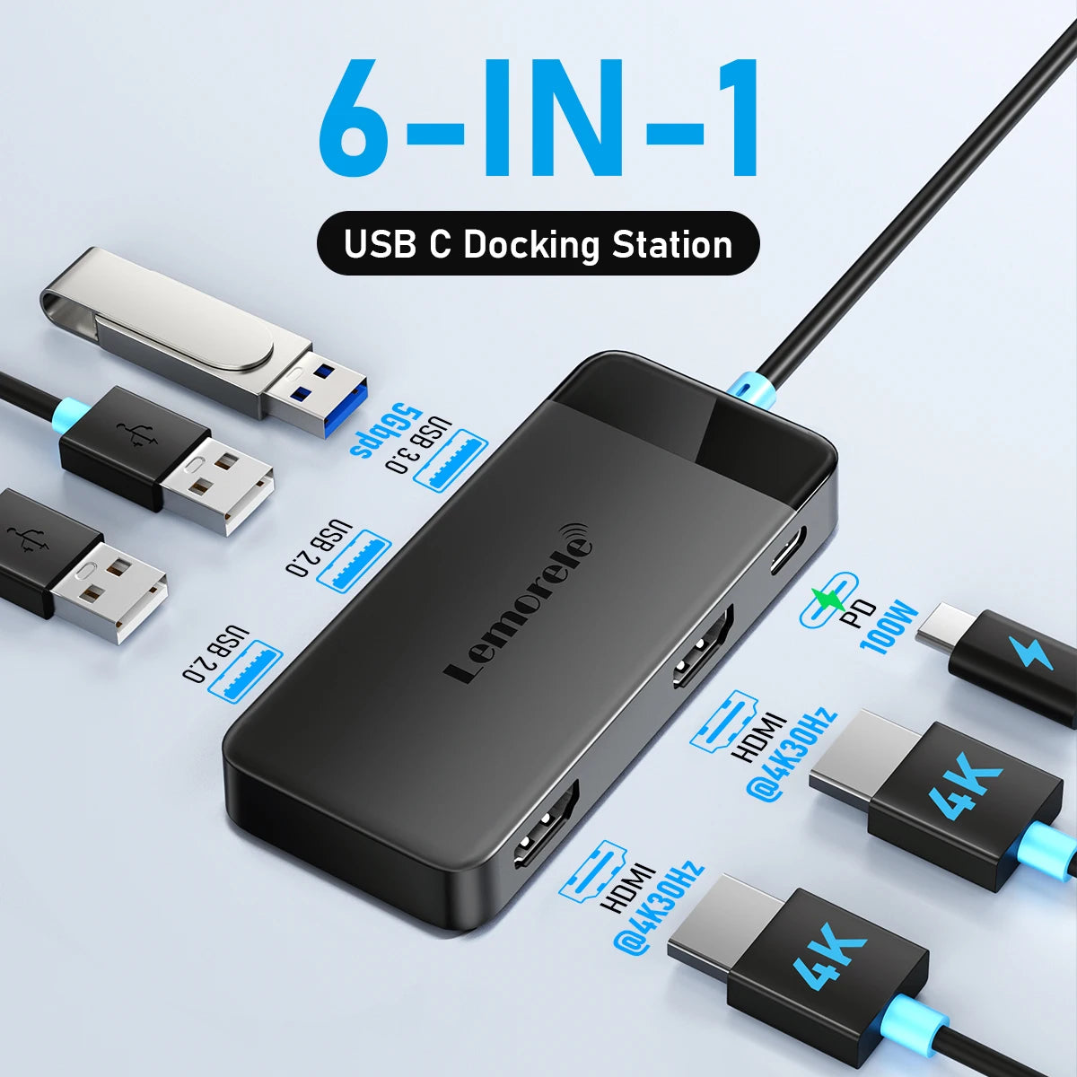 Lemorele 6-in-1 USB-C Hub