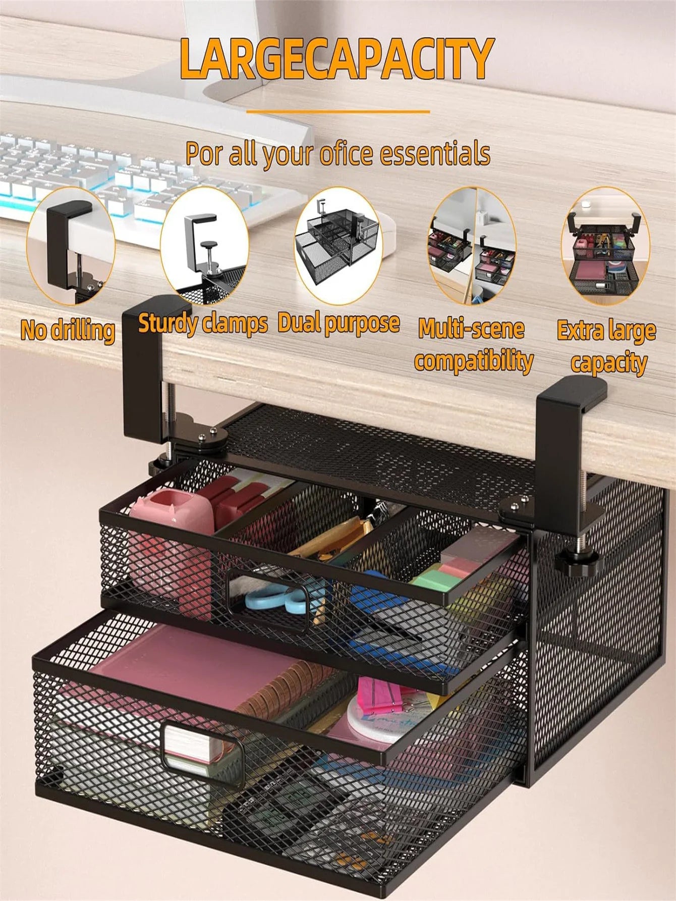 Clip-On Desktop Drawer Organizer